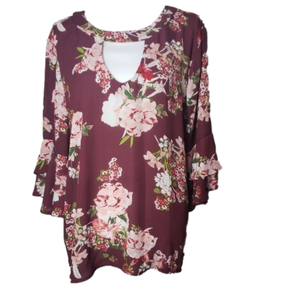 Flower casual  3/4 sleeve